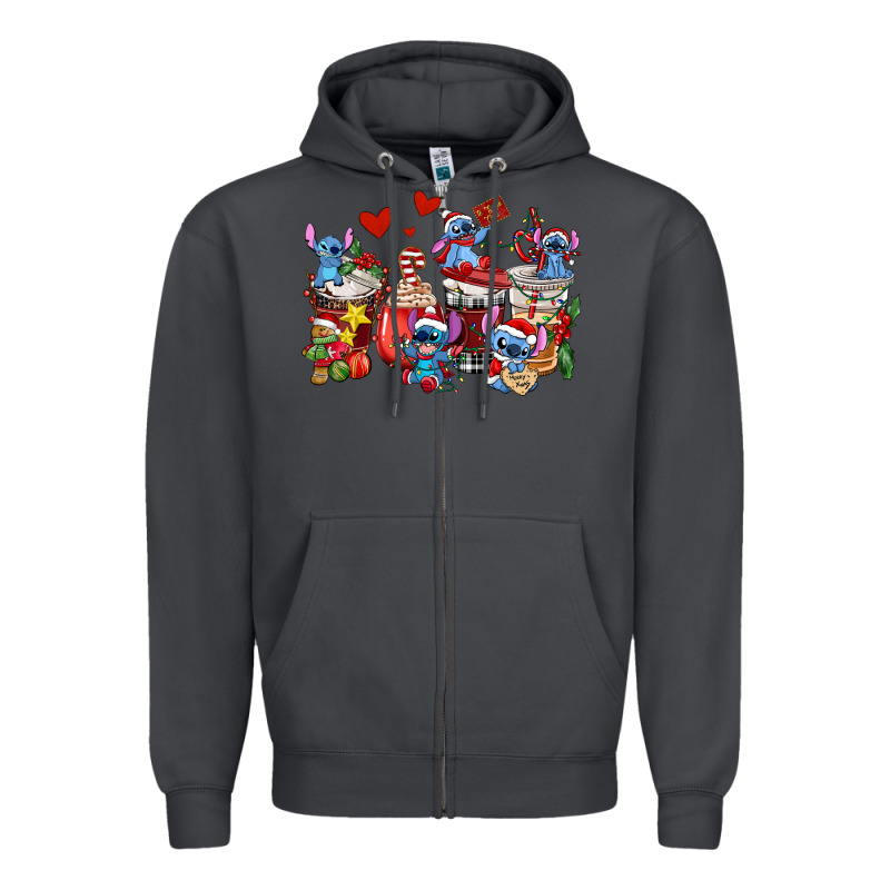 Christmas Stitch Coffee Cups Zipper Hoodie by AdoDesignShop | Teevron