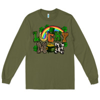 Army Green lucky mom St. Patricks Day Long Sleeve Tee - FaDigitalArtStudio