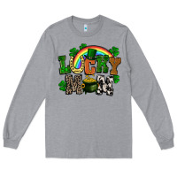 Heather Grey lucky mom St. Patricks Day Long Sleeve Tee - FaDigitalArtStudio
