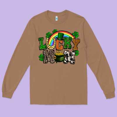 Lucky Mom St. Patricks Day Long Sleeve Tee Designed By Fadigitalartstudio