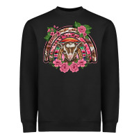 Black pink floral baby goat rainbow Heavyweight Sweatshirt - BarkalooDesign