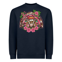Navy pink floral baby goat rainbow Heavyweight Sweatshirt - BarkalooDesign