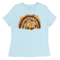 Baby Blue fall rainbow Ladies Tee - CowGirlArtShop