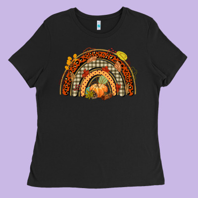 Fall Rainbow Ladies Tee Designed By Cowgirlartshop
