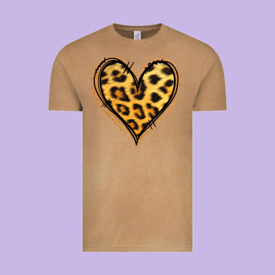 Gold Glitter Leopard Heart Vintage Tee Designed By Jasminsmagicworld