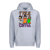 Heather Grey trick or coffee Premium Hoodie - CowhideDigitalArt