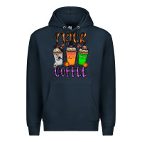 Navy trick or coffee Premium Hoodie - CowhideDigitalArt