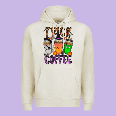 Trick Or Coffee Premium Hoodie Designed By Cowhidedigitalart