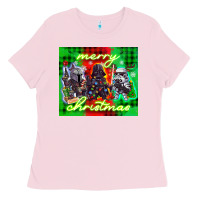 Bubblegum Pink merry christmas gnomies Ladies Tee - CowGirlArtShop
