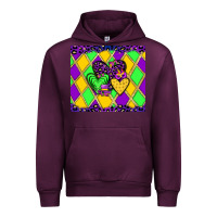 Mauve Wine mardi gras hearts Urban Hoodie - JahusDesignShop