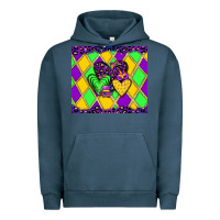 Pigment Midnight Navy mardi gras hearts Urban Hoodie - JahusDesignShop
