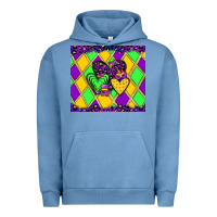 Pigment Pebble Blue mardi gras hearts Urban Hoodie - JahusDesignShop