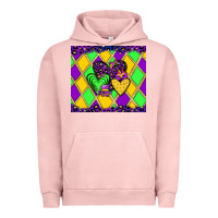 Pigment Salmon mardi gras hearts Urban Hoodie - JahusDesignShop