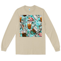 Mushroom dentist coffee cups toothpaste and teeth with cowhide seamless pattern Long Sleeve Tee - BundleAndBundleShop