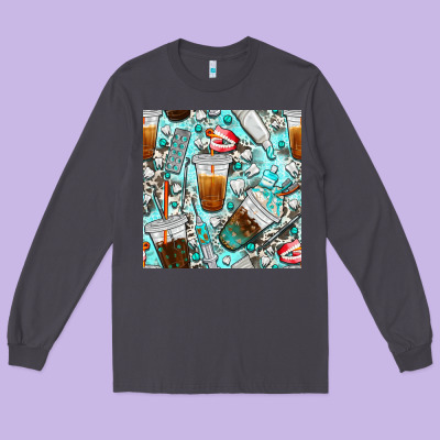 Dentist Coffee Cups Toothpaste And Teeth With Cowhide Seamless Pattern Long Sleeve Tee Designed By Bundleandbundleshop