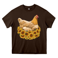 Chocolate Brown chicken with sunflowers Heavy Core Tee - RanaPortraitStore