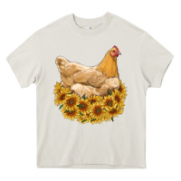 Cream chicken with sunflowers Heavy Core Tee - RanaPortraitStore