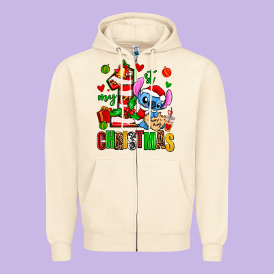 My First Christmas Stitch Zipper Hoodie Designed By Adodesignshop