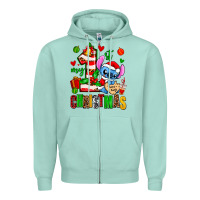 Seafoam my first christmas stitch Zipper Hoodie - AdoDesignShop