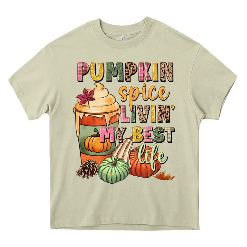 Pumpkin Spice Livin' My Best Life Heavy Core Tee by NancyCooperArtShop | Teevron