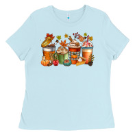 Baby Blue fall coffee cups Ladies Tee - CowGirlArtShop