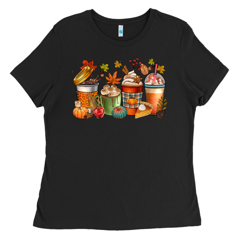 Fall Coffee Cups Ladies Tee by CowGirlArtShop | Teevron