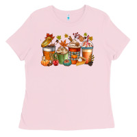 Bubblegum Pink fall coffee cups Ladies Tee - CowGirlArtShop