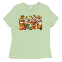 Matcha fall coffee cups Ladies Tee - CowGirlArtShop