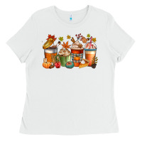 White fall coffee cups Ladies Tee - CowGirlArtShop