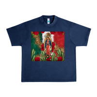 Navy Our Lady Of Guadalupe Mexican Flag Roses Cactus Urban Heavy Tee - FaDigitalArtStudio