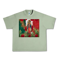 Oil Green Our Lady Of Guadalupe Mexican Flag Roses Cactus Urban Heavy Tee - FaDigitalArtStudio