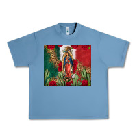 Pebble Blue Our Lady Of Guadalupe Mexican Flag Roses Cactus Urban Heavy Tee - FaDigitalArtStudio