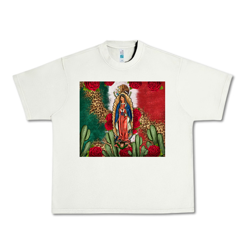 Our Lady Of Guadalupe Mexican Flag Roses Cactus Urban Heavy Tee by FaDigitalArtStudio | Teevron