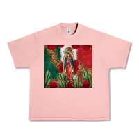 Salmon Our Lady Of Guadalupe Mexican Flag Roses Cactus Urban Heavy Tee - FaDigitalArtStudio