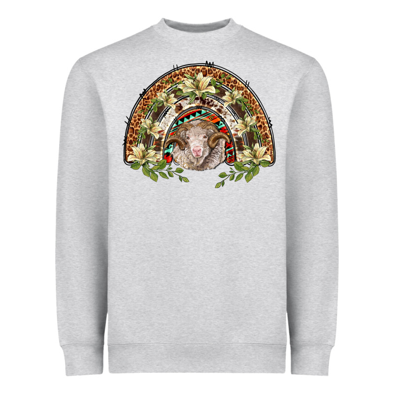 Merino Wool Ram Lily Rainbow Heavyweight Sweatshirt by BarkalooDesign | Teevron