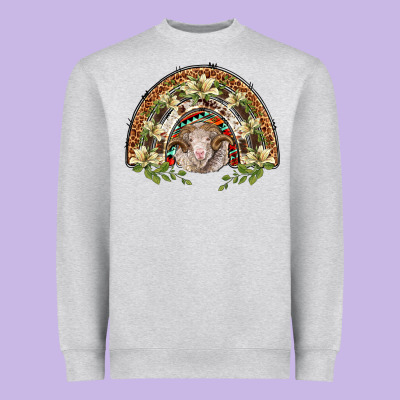 Merino Wool Ram Lily Rainbow Heavyweight Sweatshirt Designed By Barkaloodesign