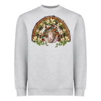 Heather Grey merino wool ram lily rainbow Heavyweight Sweatshirt - BarkalooDesign