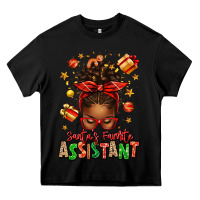 Black santa's favorite assistant afro messy bun Heavy Core Tee - texasbilliewilder