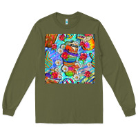 Army Green hippie coffee cups and flowers and peace seamless pattern bbs Long Sleeve Tee - BundleAndBundleShop