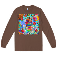Chestnut hippie coffee cups and flowers and peace seamless pattern bbs Long Sleeve Tee - BundleAndBundleShop