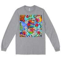 Heather Grey hippie coffee cups and flowers and peace seamless pattern bbs Long Sleeve Tee - BundleAndBundleShop