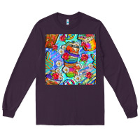 Plum hippie coffee cups and flowers and peace seamless pattern bbs Long Sleeve Tee - BundleAndBundleShop