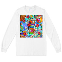 White hippie coffee cups and flowers and peace seamless pattern bbs Long Sleeve Tee - BundleAndBundleShop