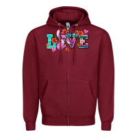 Burgundy love stitch Zipper Hoodie - AdoDesignShop