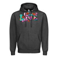 Charcoal Heather love stitch Zipper Hoodie - AdoDesignShop