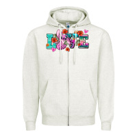 Oatmeal Heather love stitch Zipper Hoodie - AdoDesignShop
