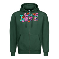 Sports Green love stitch Zipper Hoodie - AdoDesignShop