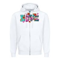 White love stitch Zipper Hoodie - AdoDesignShop
