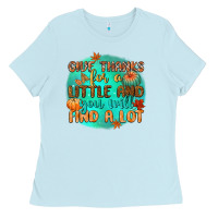 Baby Blue give thanks for a little and you will find a lot Ladies Tee - CowGirlArtShop