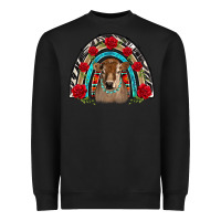 Black brown baby cow floral rose rainbow Heavyweight Sweatshirt - BarkalooDesign